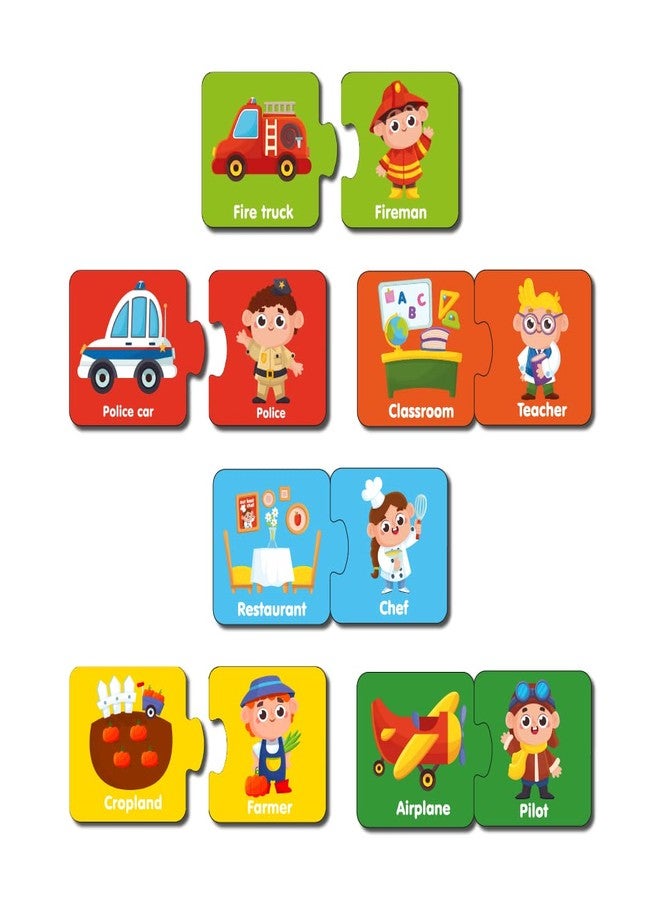 YaYplay Yay Play Profession 2 Piece Wooden Jigsaw Puzzle, Set of 6 Wooden Puzzle for Kids, Montessori Early Educational Pre School Puzzle Toys for 2+ Years Kid - Image 2
